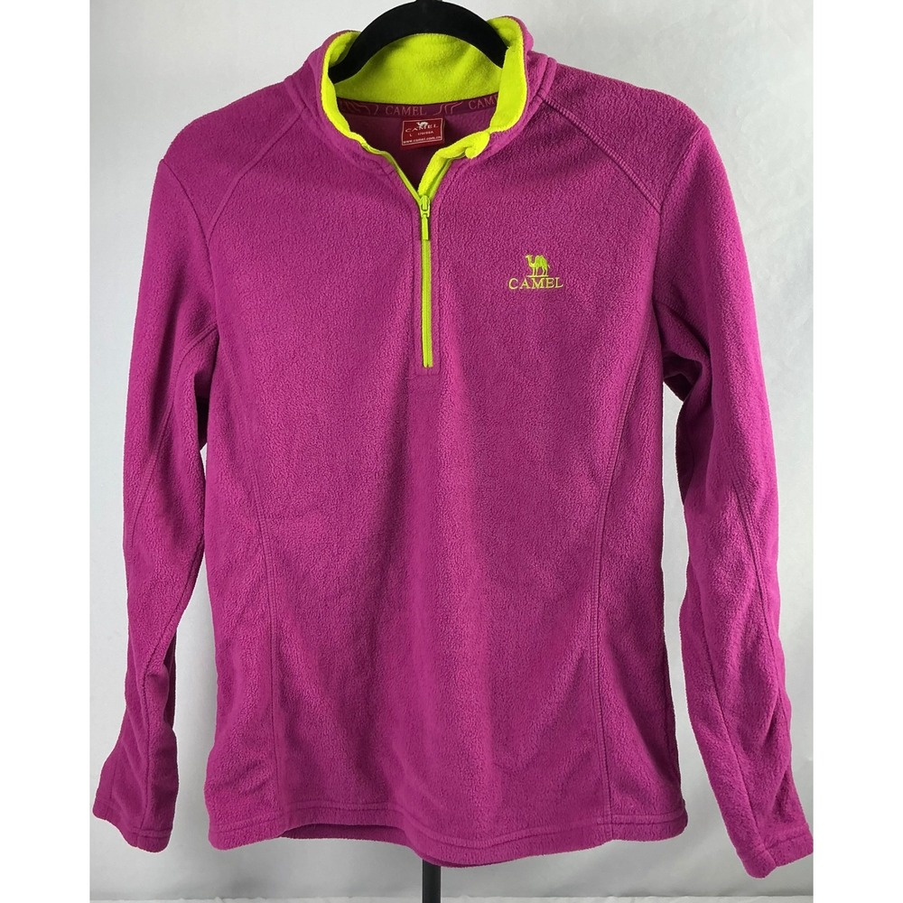 Camel Quarter Zip Pullover Fleece Jacket Womens Large Pink Neon Green Hiking